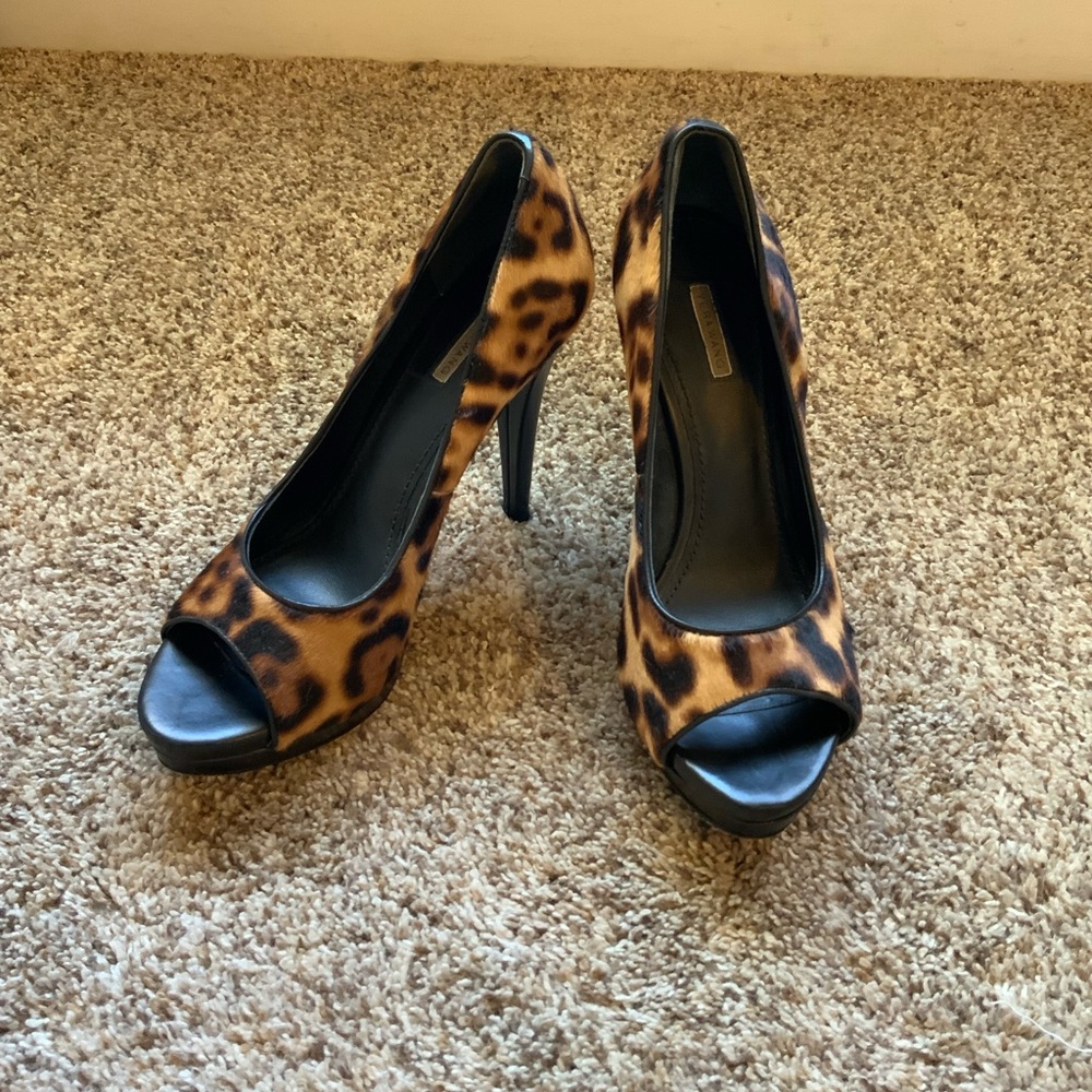 Vera Wang Calf Hair Open Toe Pumps